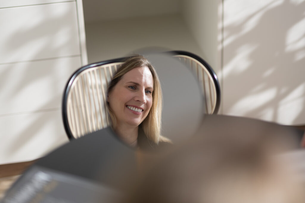 Beautiful smiling face on the mirror